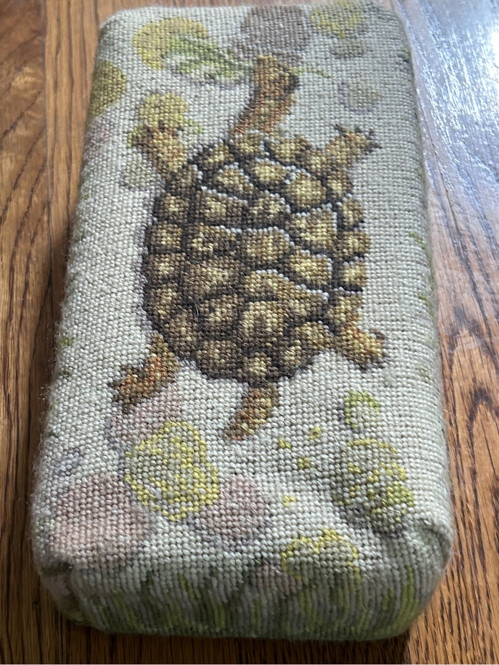 Turtle Graham Rust Design Tortoise in Foliage Needlepoint Doorstop Brick Cover - Picture 9 of 11